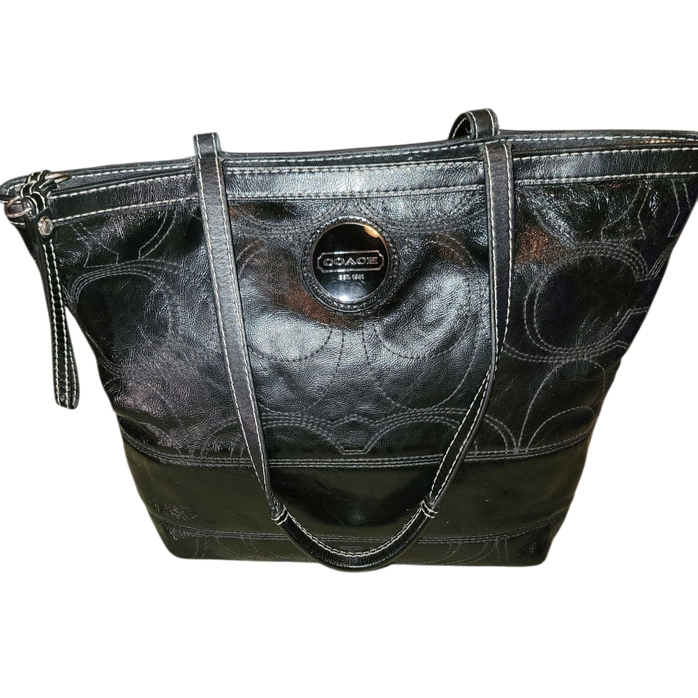 COACH Shoulder Tote Bag F15142 Black Patent Leather Feb 2011
